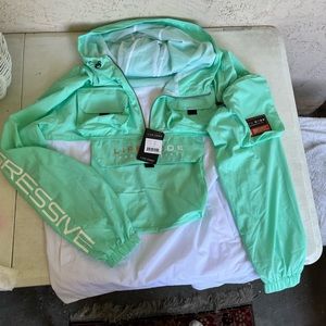 Life Code Progressive windbreaker, color aqua and white, size XL